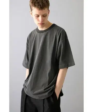 monkey time PIGMENT NEP TRIM NECK 티셔츠 블랙