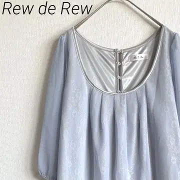 Rew de Rew 무릎 기장 원피스 플레어 쉬폰 꽃무늬 7부 소매 비침
