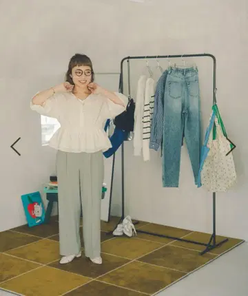 GLOBALWORK 바야코 씨 콜라보 2WAY 개더 블라우스 M 아이보리
