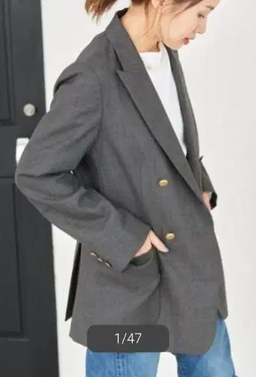 IENA 울 더블 브레스트 자켓 그레이 34