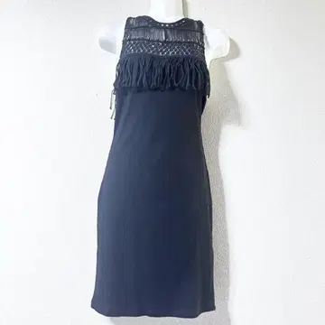 블랙 프린지 슬리브리스 미니 원피스 desigual 니트소재 프린지