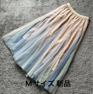 컬러풀 튤 레이스 롱 스커트 M 새상품