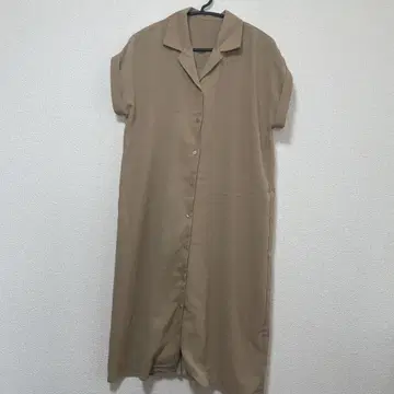 베이지 반팔 셔츠 원피스 M 사이즈