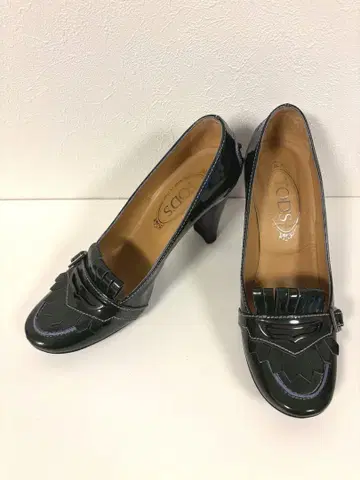 Tod's 패턴트 레더 에나멜 드라이 빈 슈즈 힐 사이즈 6.5
