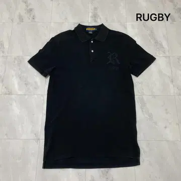 RUGBY 랄프 로렌 피케 셔츠 반팔 자수 로고 USA 기획 블랙