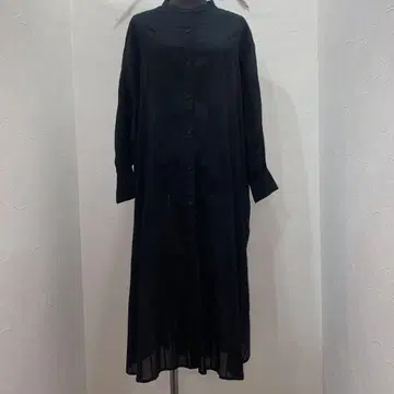 루피리안 블랙 긴팔 맥시 길이 프론트 오픈 밴드 카라 셔츠 원피스 새상품