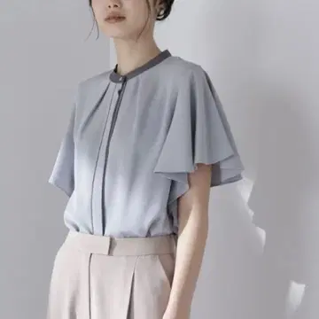 NATURAL BEAUTY BASIC 바이컬러 트리밍 블라우스 M 사이즈
