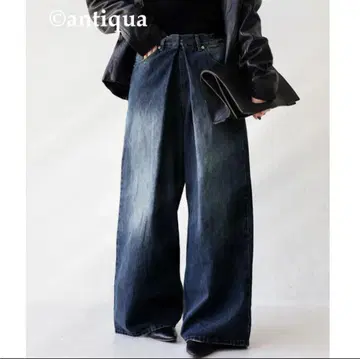 프론트 턱 와이드 데님 안티카 antiqua