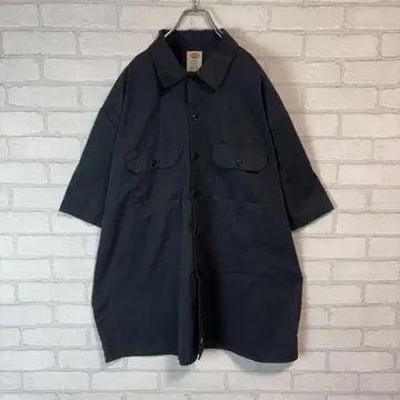 DICKIES FLEX 무지 오버 사이즈 반팔 워크 셔츠 블랙 2XL