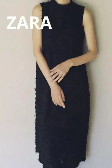 zara 프린지 미디 원피스 M 사이즈 슬리브리스 블랙 롱 원피스