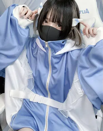 ililil 일릴일 누타 콜라보 저리 후드티 스카이블루 천사계 패션