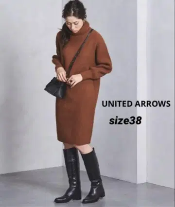 UNITED ARROWS 울 100% 터틀넥 니트 원피스