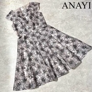 ANAYI 일본제 A라인 프렌치 슬리브 플로키 플라워 원피스