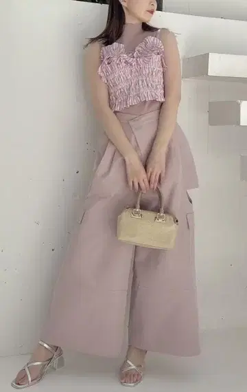 사이드 오픈 카고 와이드 팬츠 핑크 dazzlin