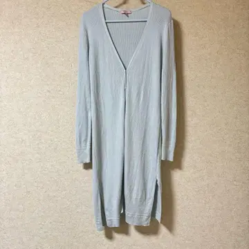[세탁 가능!] AMAN 롱 가디건 실크 리브 블루 스카이블루 TOCCA