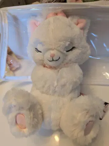 마리 봉제 인형 핑크 리본