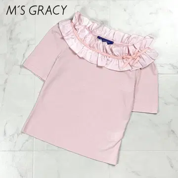 M'S GRACY 프릴 보트넥 티셔츠 핑크 사이즈 38*ED702