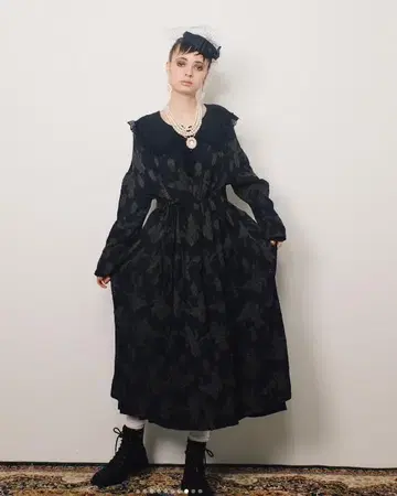 manana suerte 자카드 카슈쿨 원피스 블랙