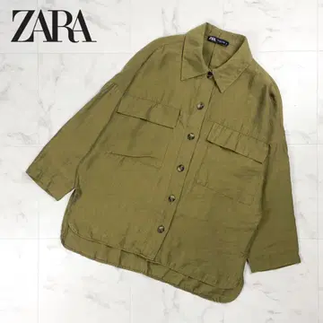 새상품급 ZARA 오버 사이즈 사파리 셔츠 카키 사이즈 M*ED709