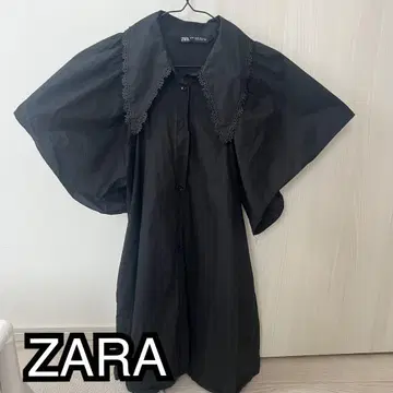 자라 블랙 반팔 원피스 카라 부착