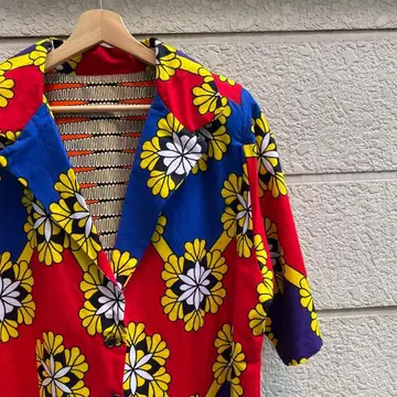 USED USA 구제 의류 아프리카 바틱 반팔 테일러드 빈티지