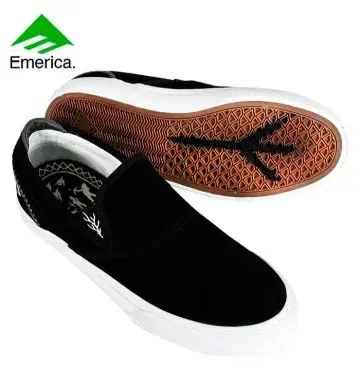 Emerica 에메리카 가죽 슬립온 스니커즈 US8 블랙 천연 가죽