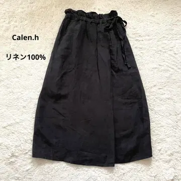 Calen.h 카렌 아쉬 린넨 스커트 롱 랩 스커트