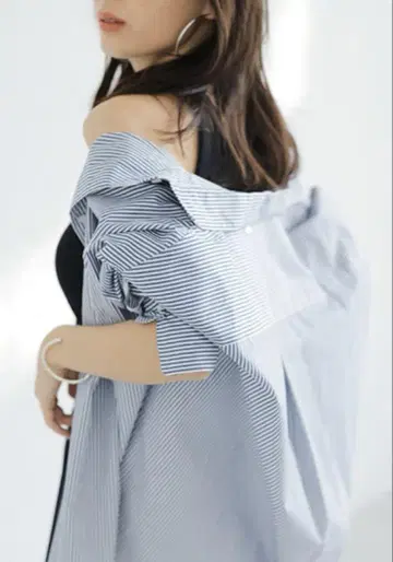 anuans 뉘앙스 스트라이프 스탠다드 셔츠