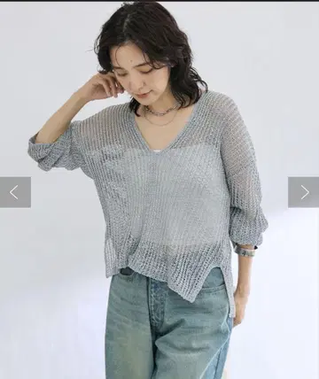 리브 드와 로우 게이지 카타아제 V 넥 니트