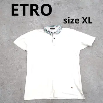 231 ETRO 화이트 스트라이프 옷깃 피케 셔츠 XL