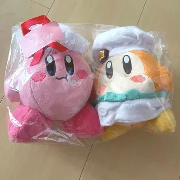 커비 카페 커비와 와돌디 봉제 인형 세트 화이트 에이프런 셰프