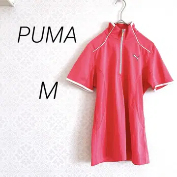PUMA 푸마 하프 지퍼 티셔츠 M 핑크 스포츠 속건성