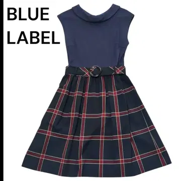 BLUE LABEL CRESTBRIDGE 절개 체크 원피스 네이비 컬러