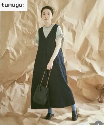 tumugu 츠무구 슬리브리스 데님 점퍼 스커트