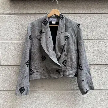 USED USA 구제 의류 숏 기장 테일러드 자켓 체크 vintage