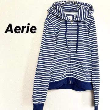 2550M Aerie 긴팔 집업 후드티 보더 탑 파랑