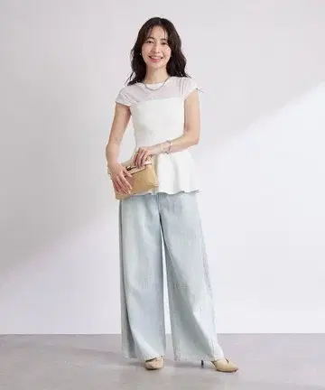 러브틱 모자 꽁지? 데님 와이드 팬츠