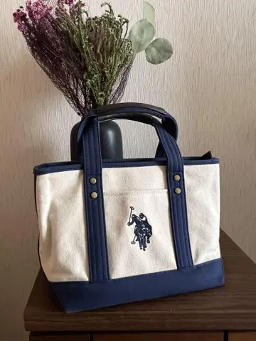 U.S POLO ASSN 토트백 화이트/네이비