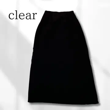 [ 클리어 ] clear 예쁜 블랙 롱 스커트 사이드 슬릿 안감 부착 F