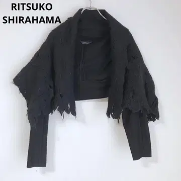 리츠코 시라하마 판초 볼레로 겉옷 여성용 아우터 모직 블랙