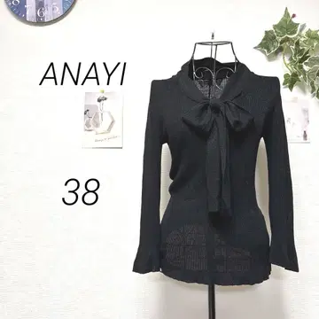 9397 ANAYI 아나이 보타이 리브 니트 라메 믹스 사이즈 38
