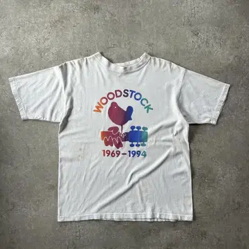 90s 우드스탁 티셔츠 USA제 화이트 L 상당
