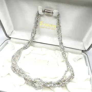 사카즈코 펄 목걸이 그레이 5연 silver 각인 주얼리
