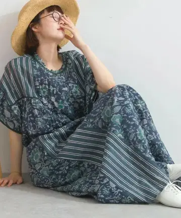 미사용 새상품 루피리안 인도 면 블록 프린트 스커트 셋업 가능