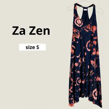 Za Zen 네이비 오렌지 타이다이 원피스 S