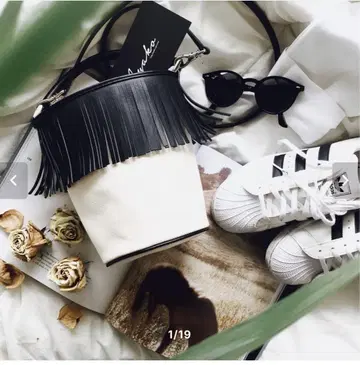 새상품급 아야코 2way 숄더백 프린지 캔버스 가죽 버킷