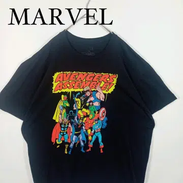 MARVEL 어벤져스 티셔츠 블랙 아메리칸 코믹스 2XL