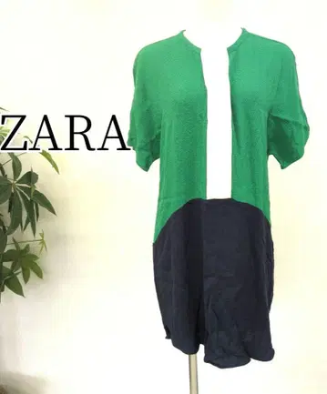 ZARA 투톤 컬러 썸머 원피스 그린 x 다크 네이비