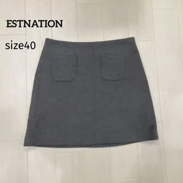 에스트네이션 ESTNATION 울 100% 사다리꼴 미니 스커트