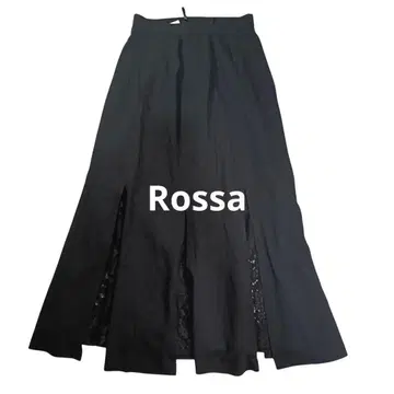 Rossa Rossa 슬릿 롱 스커트 레이스 블랙 울 100%